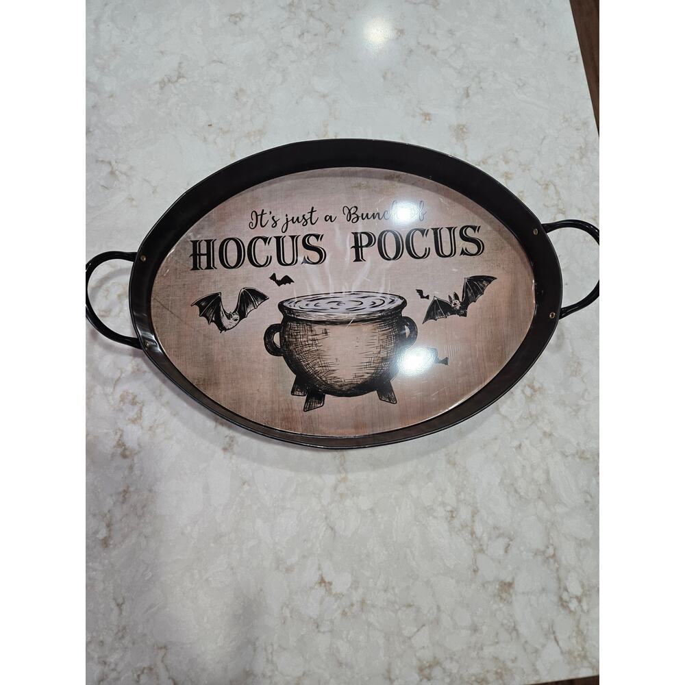 Hocus Pocus Metal Tray Halloween Decoration Home Decor 14.75" Long Magical